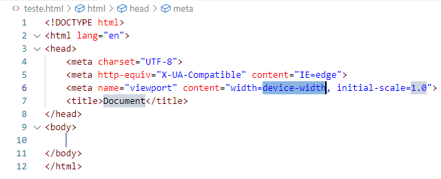 Imagem mostrando o resultado do atalho !+Enter no editor de código vscode